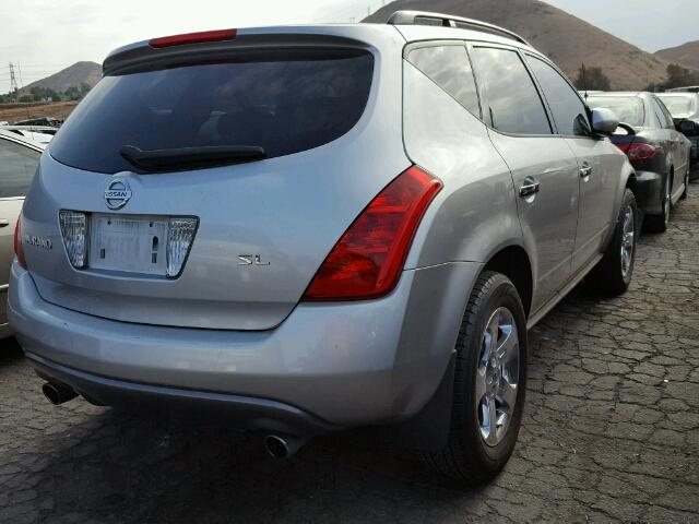 JN8AZ08T44W203344 - 2004 NISSAN MURANO SL SILVER photo 4