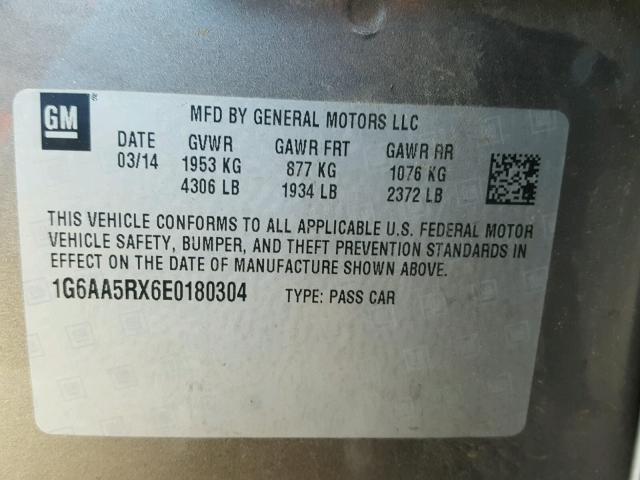 1G6AA5RX6E0180304 - 2014 CADILLAC ATS GRAY photo 10