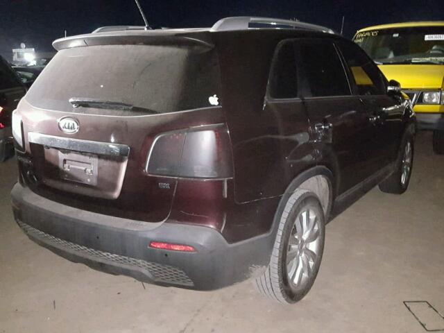 5XYKU3A13BG006040 - 2011 KIA SORENTO EX BURGUNDY photo 4