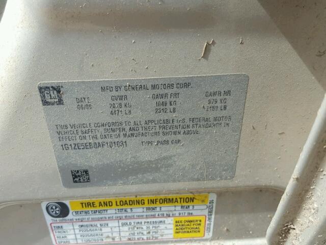 1G1ZE5EB0AF101031 - 2010 CHEVROLET MALIBU LTZ 棕色 照片 10