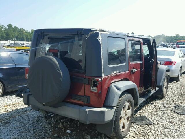 1J4GB39137L116608 - 2007 JEEP WRANGLER X BURGUNDY photo 4