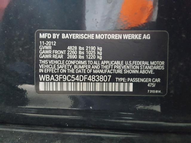 WBA3F9C54DF483807 - 2013 BMW ACTIVEHYBR BLACK photo 10