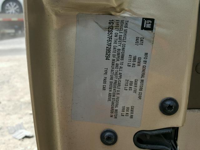 1G1ZS57F67F285294 - 2007 CHEVROLET MALIBU LS BEIGE photo 10