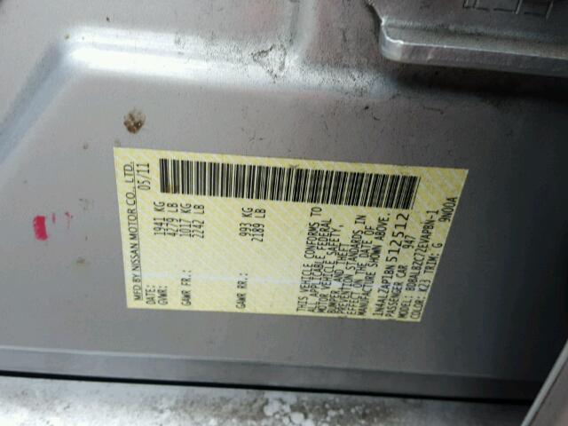 1N4AL2AP1BN512512 - 2011 NISSAN ALTIMA BAS SILVER photo 10