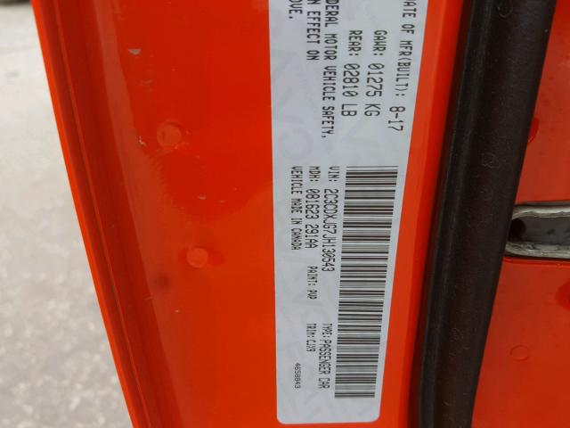 2C3CDXJG7JH130543 - 2018 DODGE CHARGER GT ORANGE photo 10