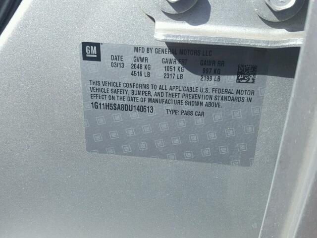 1G11H5SA8DU140613 - 2013 CHEVROLET MALIBU LTZ 银色 照片 10
