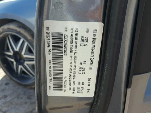 2B3KA53H26H222579 - 2006 DODGE CHARGER GRAY photo 10