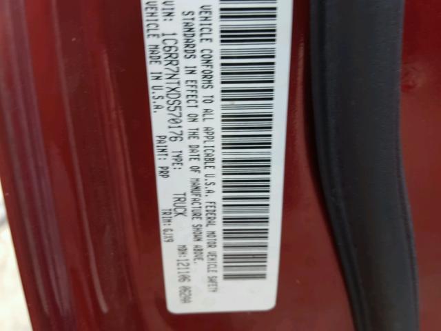 1C6RR7NTXDS570176 - 2013 RAM 1500 LARAM RED photo 10