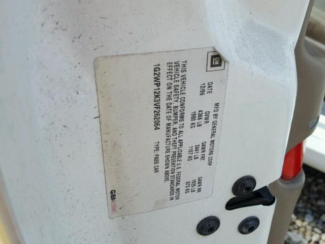 1G2WP12K3VF262064 - 1997 PONTIAC GRAND PRIX WHITE photo 10