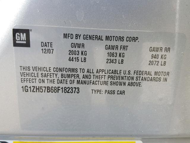 1G1ZH57B68F182373 - 2008 CHEVROLET MALIBU 1LT 银色 照片 10