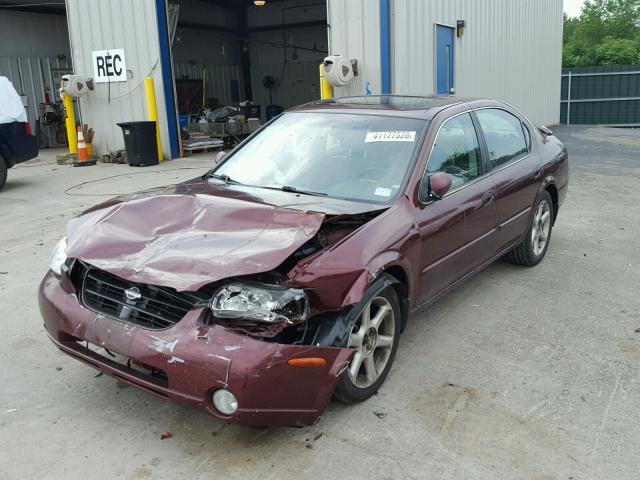 JN1CA31D31T825479 - 2001 NISSAN MAXIMA GXE MAROON photo 2