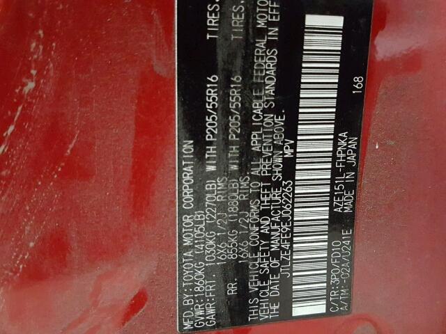 JTLZE4FE9EJ062263 - 2014 TOYOTA SCION XB RED photo 10