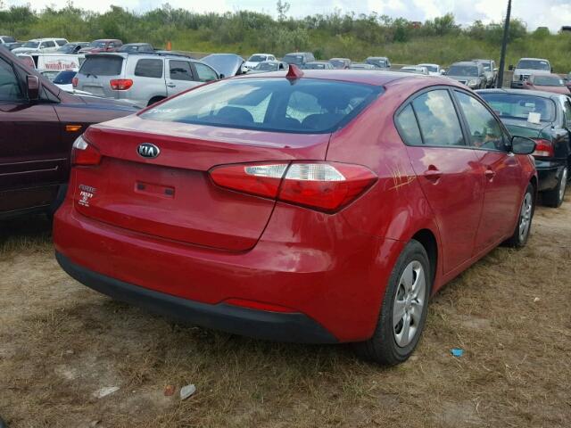 KNAFK4A61G5607565 - 2016 KIA FORTE LX RED photo 4