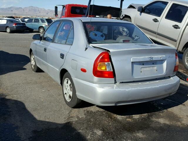 KMHCG45C91U246439 - 2001 HYUNDAI ACCENT GL SILVER photo 3