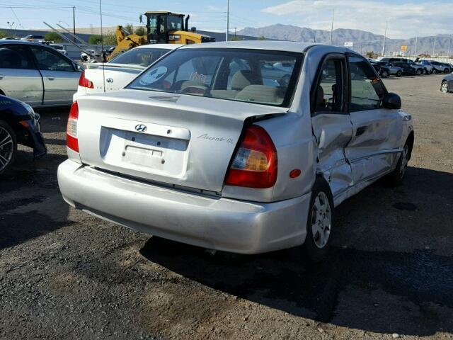 KMHCG45C91U246439 - 2001 HYUNDAI ACCENT GL SILVER photo 4