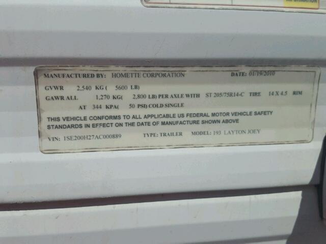 1SE200H27AC000889 - 2006 LAYT SKYLINE WHITE photo 10