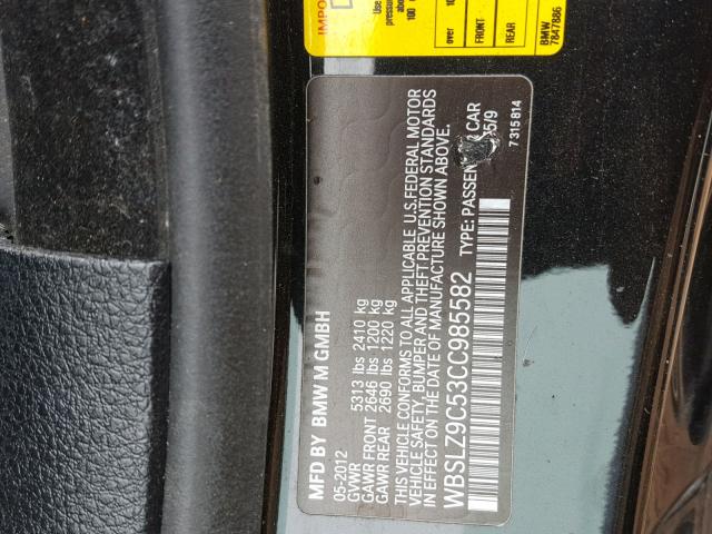 WBSLZ9C53CC985582 - 2012 BMW M6 BLACK photo 10