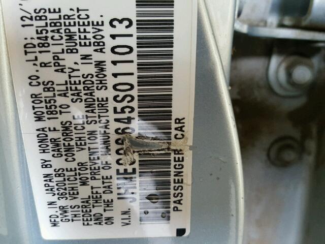 JHMES96645S011013 - 2005 HONDA CIVIC BLUE photo 10