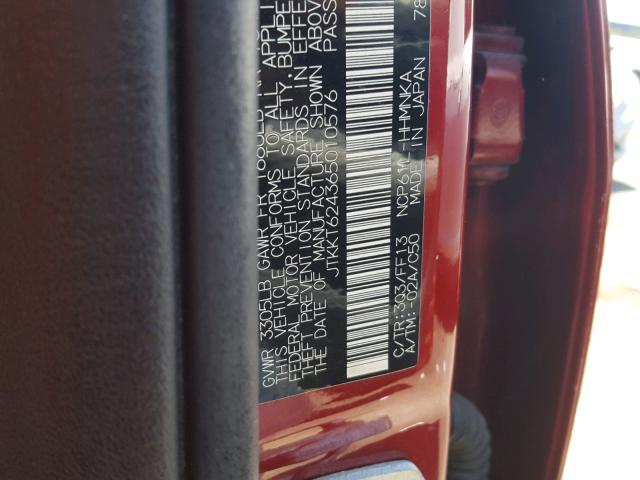 JTKKT624365010576 - 2006 TOYOTA SCION XA წითელი ფოტო 10