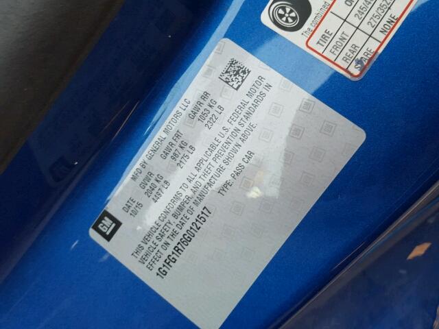 1G1FG1R76G0121517 - 2016 CHEVROLET CAMARO SS Azul foto 10