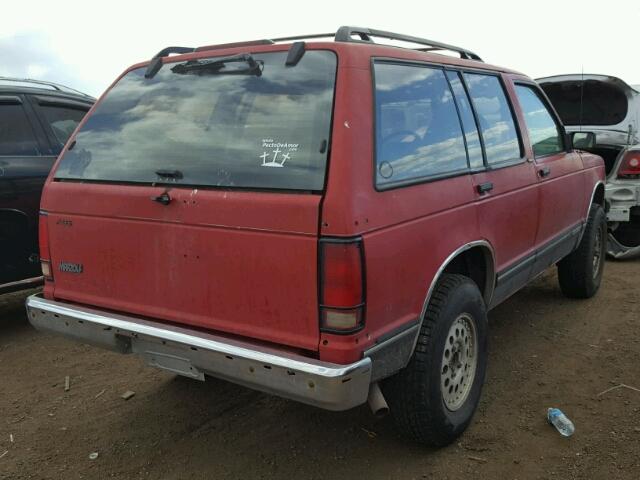 1GNDT13W3R0139932 - 1994 CHEVROLET BLAZER RED photo 4