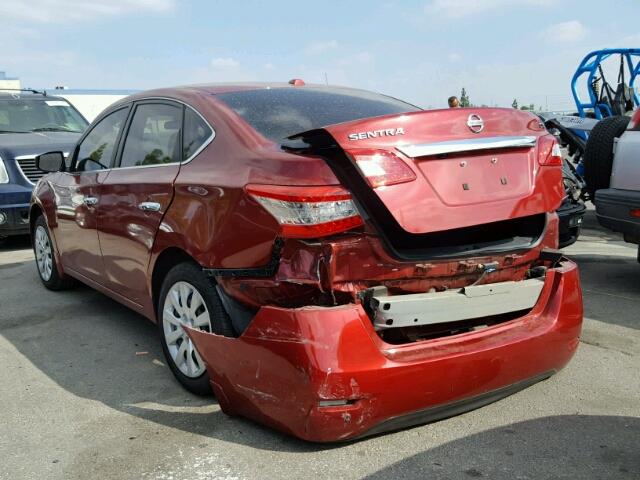 3N1AB7AP9FL679073 - 2015 NISSAN SENTRA S RED photo 3