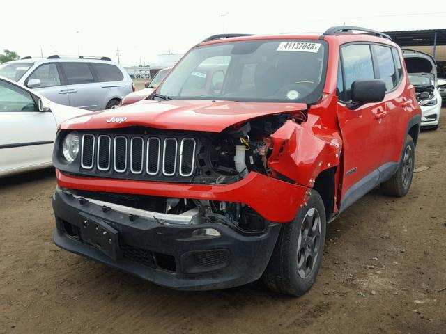 ZACCJBAT5GPD94937 - 2016 JEEP RENEGADE S RED photo 2