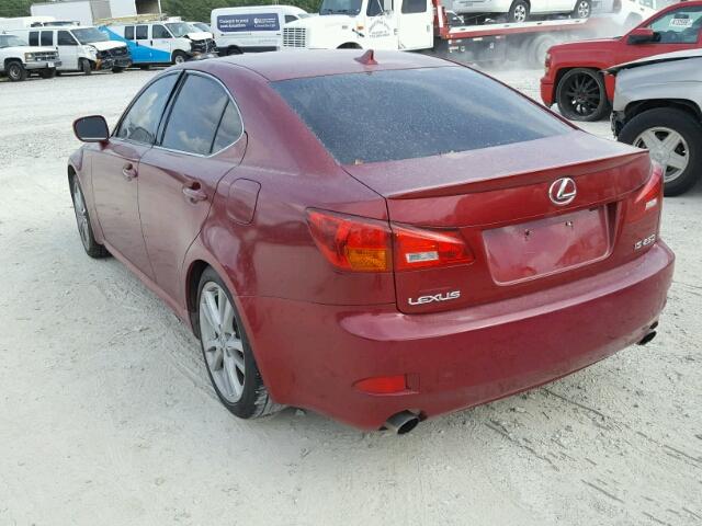 JTHBK262775049294 - 2007 LEXUS IS 250 RED photo 3