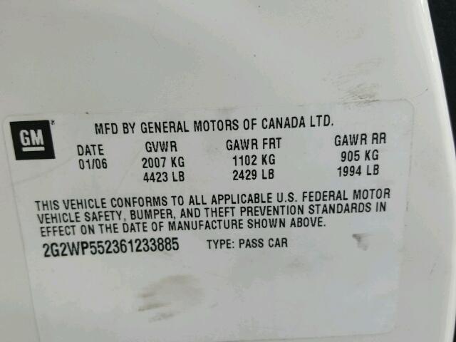 2G2WP552361233885 - 2006 PONTIAC GRAND PRIX WHITE photo 10