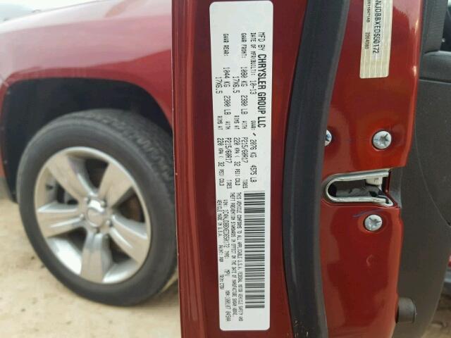 1C4NJDBBXED650172 - 2014 JEEP COMPASS SP RED photo 10