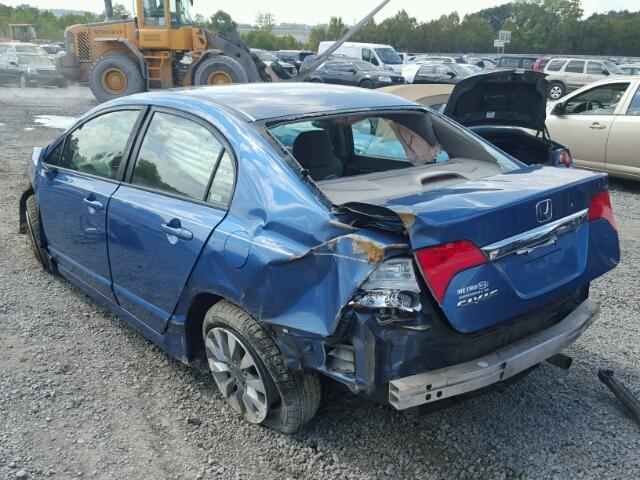 1HGFA16849L002289 - 2009 HONDA CIVIC EX BLUE photo 3