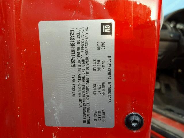 1G2AS18H197142879 - 2009 PONTIAC G5 RED photo 10