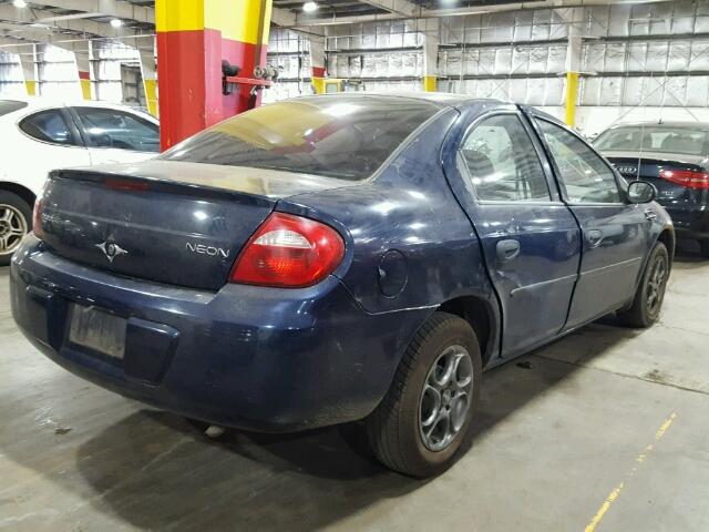 1B3ES26C14D542706 - 2004 DODGE NEON BASE BLUE photo 4