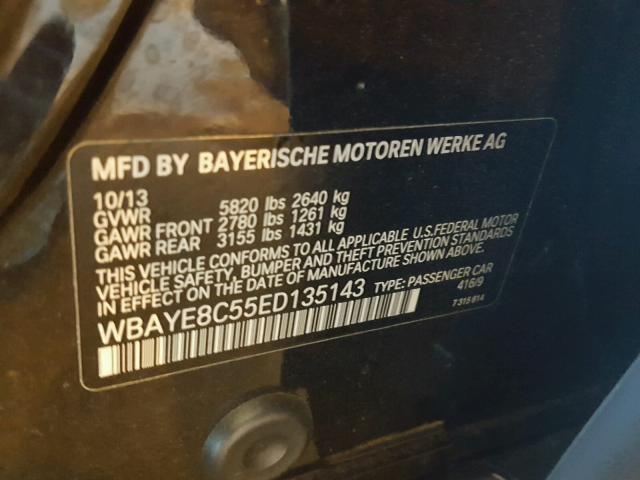 WBAYE8C55ED135143 - 2014 BMW 750 LI BLUE photo 10