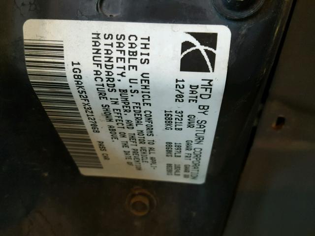 1G8AK52FX3Z127068 - 2003 SATURN ION LEVEL BLUE photo 10