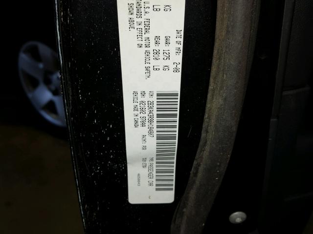 2B3KA43R98H184807 - 2008 DODGE CHARGER BLACK photo 10