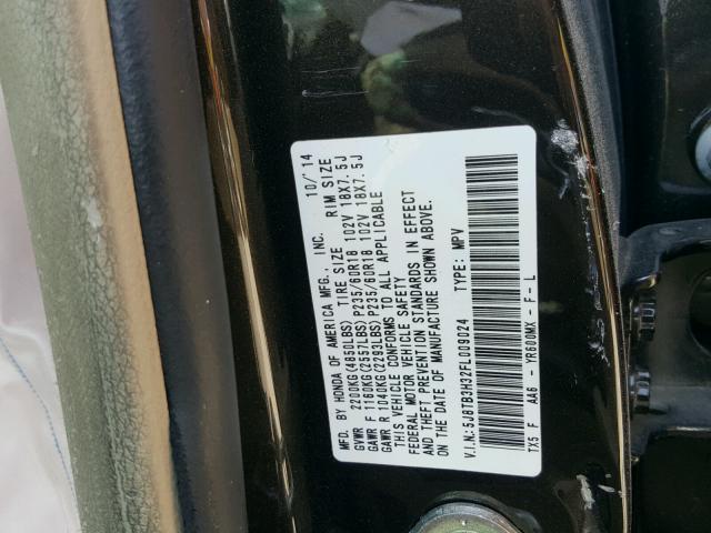 5J8TB3H32FL009024 - 2015 ACURA RDX BASE BROWN photo 10