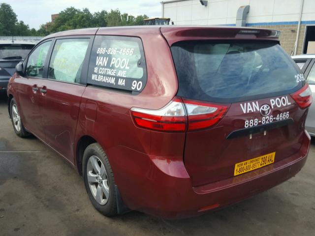 5TDZK3DC1FS642918 - 2015 TOYOTA SIENNA RED photo 3