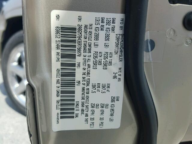 2A8GM78436R780070 - 2006 CHRYSLER PACIFICA 金色 照片 10