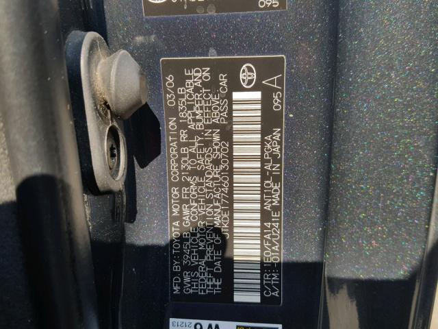 JTKDE177460130702 - 2006 TOYOTA SCION TC 蓝色 照片 10