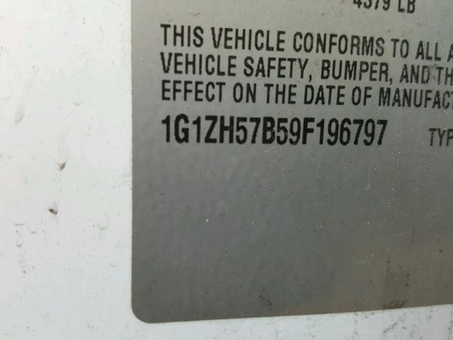 1G1ZH57B59F196797 - 2009 CHEVROLET MALIBU 1LT WHITE photo 10