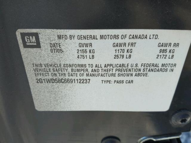 2G1WD58C669112237 - 2006 CHEVROLET IMPALA SUP 双色 照片 10