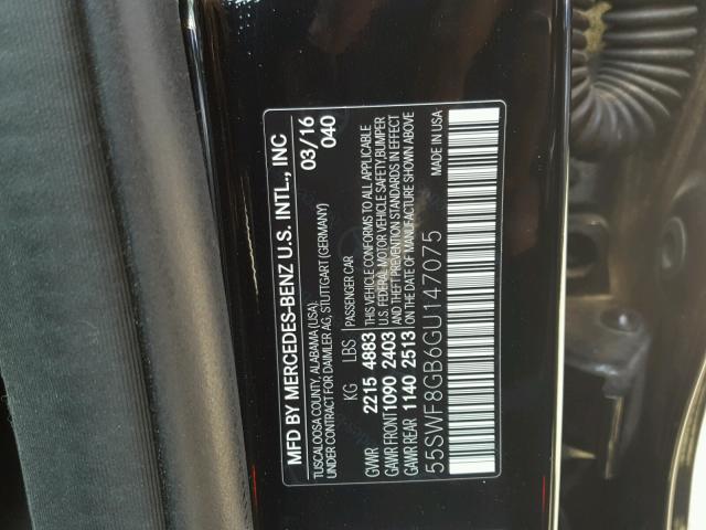 55SWF8GB6GU147075 - 2016 MERCEDES-BENZ C 63 AMG BLACK photo 10
