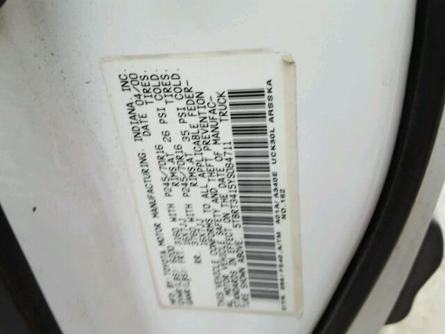 5TBRT3415YS084711 - 2000 TOYOTA TUNDRA ACC WHITE photo 10