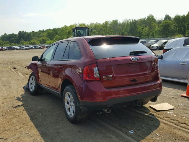 2FMDK3JC2DBC84298 - 2013 FORD EDGE SEL RED photo 3