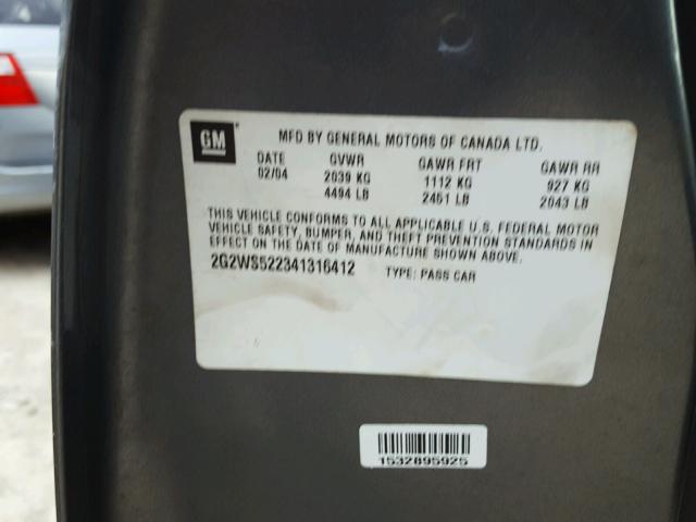2G2WS522341316412 - 2004 PONTIAC GRAND PRIX GRAY photo 10
