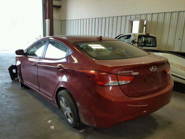 KMHDH4AEXCU447200 - 2012 HYUNDAI ELANTRA GL RED photo 3