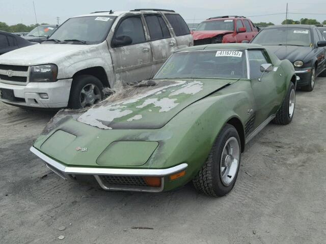 0001Z37K2S519257 - 1972 CHEVROLET CORVETTE GREEN photo 2