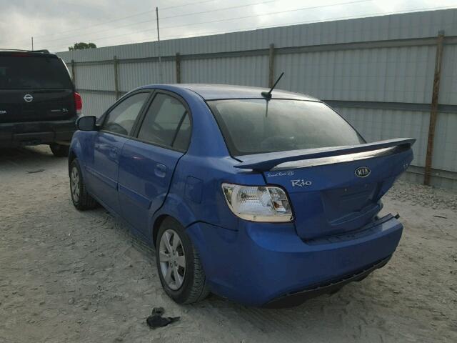 KNADH4A37A6659943 - 2010 KIA RIO LX BLUE photo 3