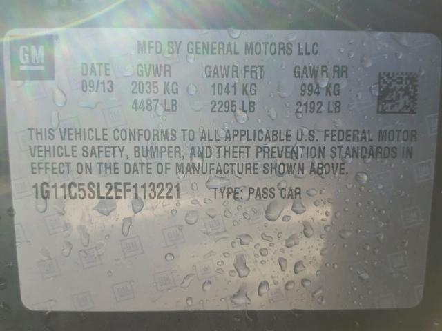 1G11C5SL2EF113221 - 2014 CHEVROLET MALIBU 1LT შავი ფოტო 10
